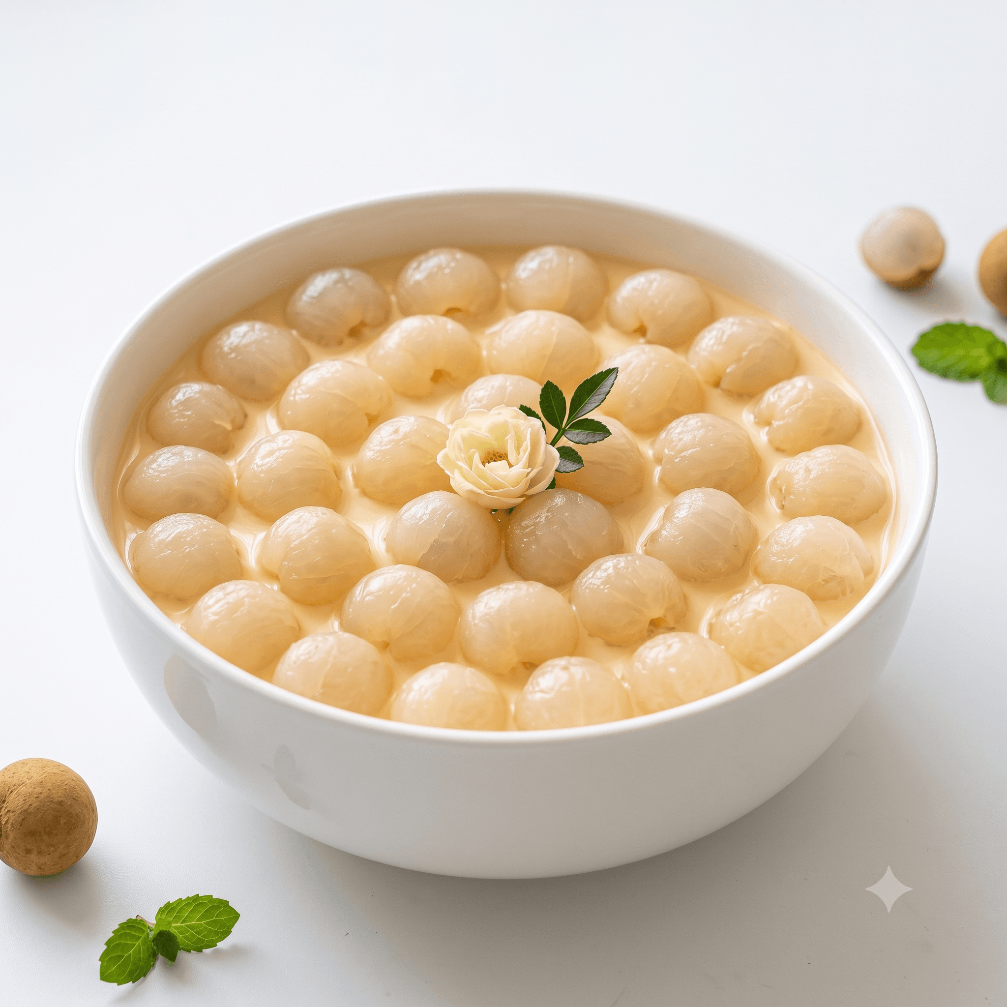 Large bowl of handmade lychee dessert