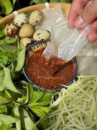 Rice paper dipping house sauce 