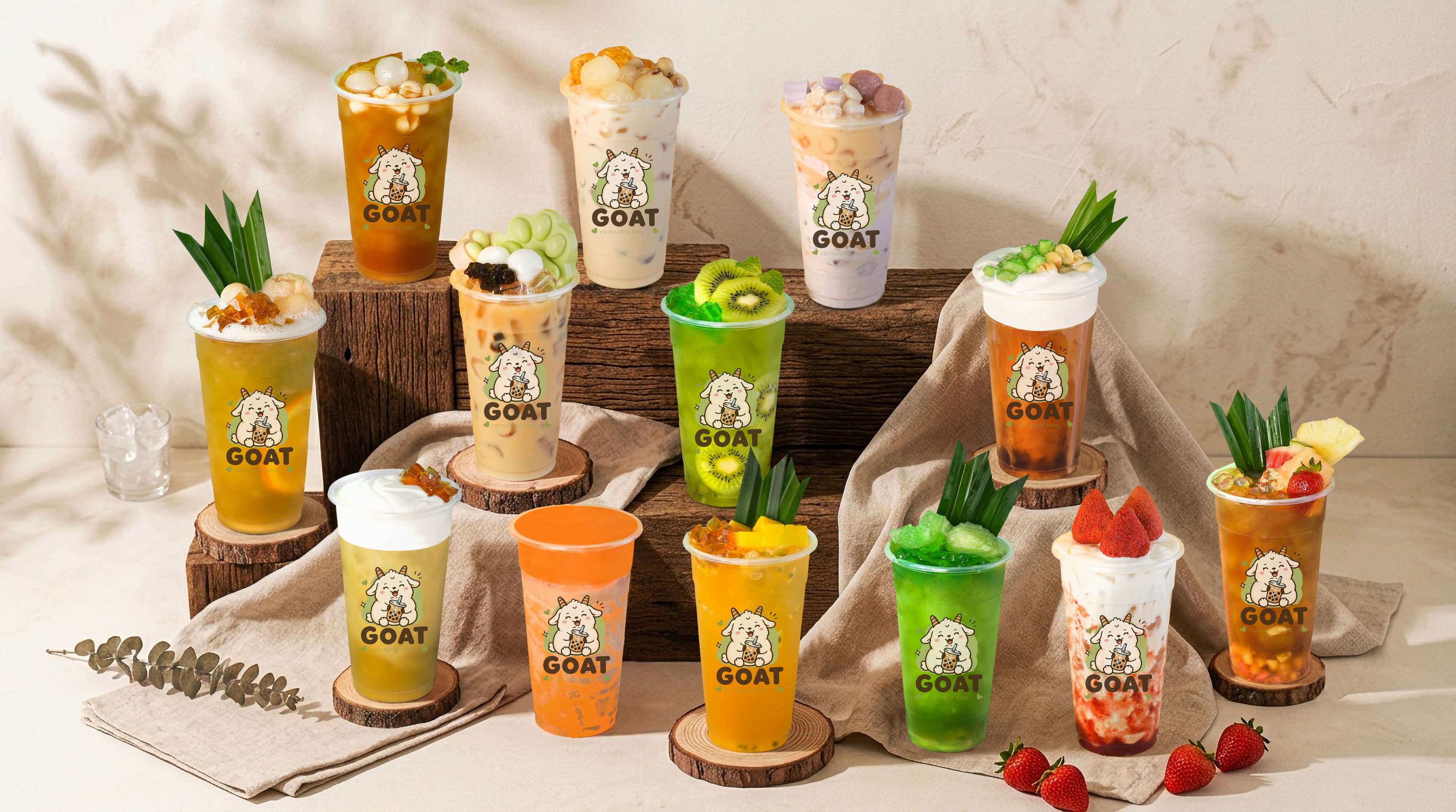 GOAT signature Vietnamese tea with handcrafted toppings
